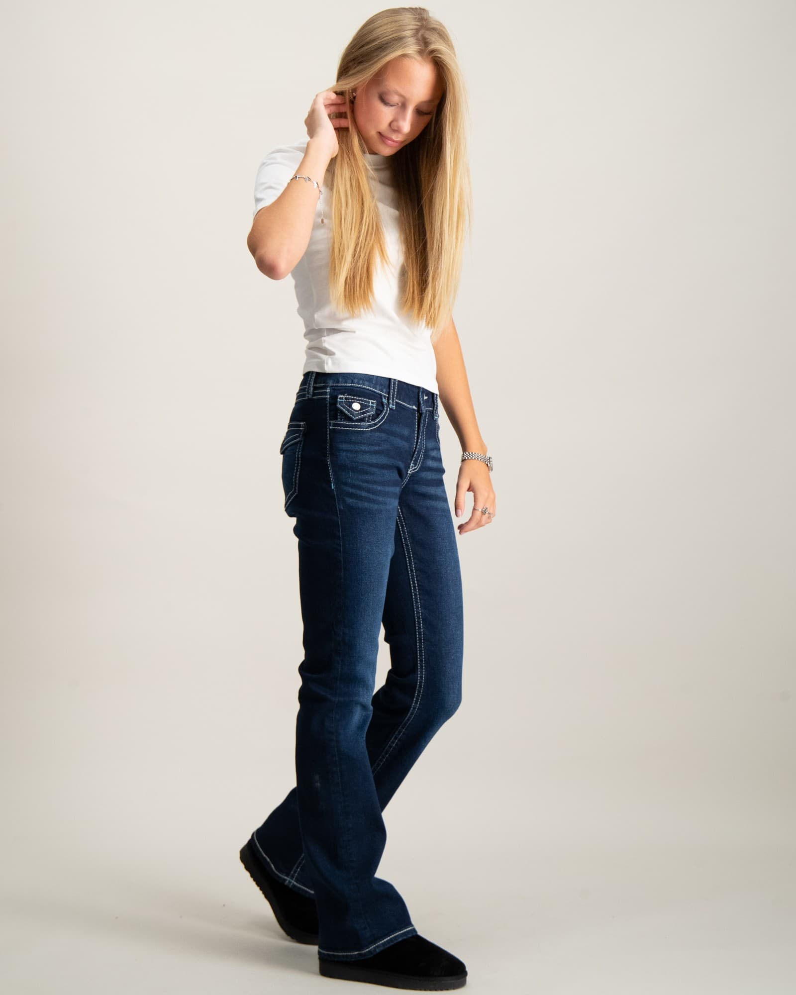 Chunky low flare jeans